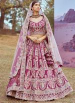 Silk Purple Bridal Wear Stone Beads Work Lehenga Choli